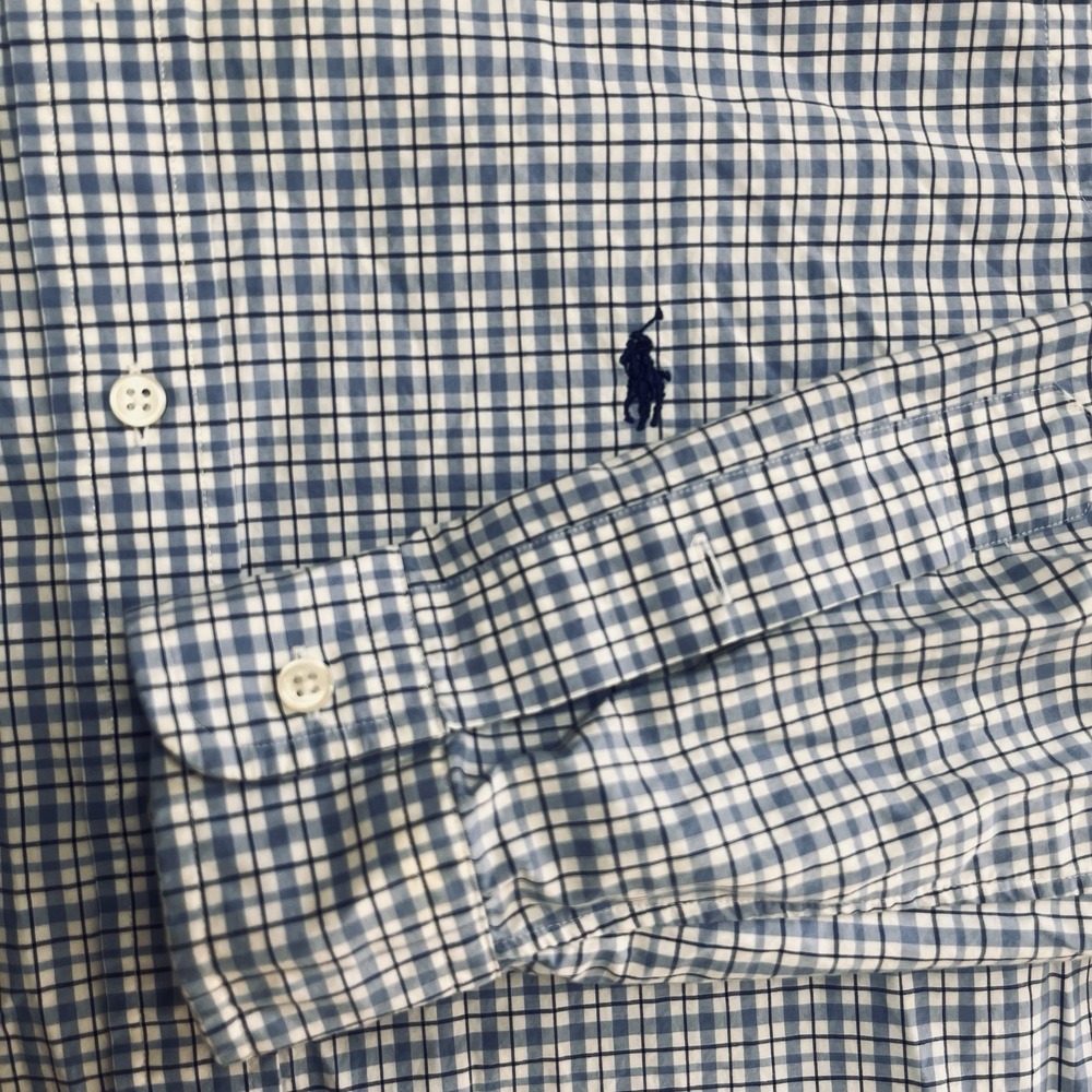 Ralph Lauren Button Down Oxford Shirt Pony Mens L Blue Striped